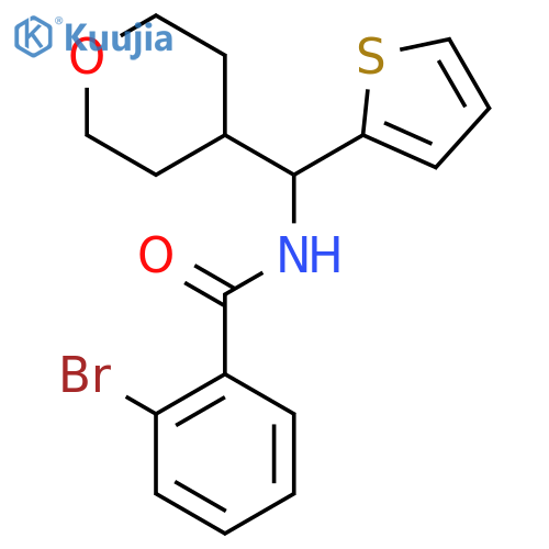 2-bromo-N-[(oxan-4-yl)(thiophen-2-yl)methyl]benzamide structure