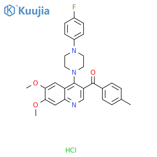 4-4-(4-fluorophenyl)piperazin-1-yl-6,7-dimethoxy-3-(4-methylbenzoyl)quinoline hydrochloride structure