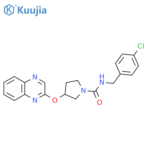 N-[(4-chlorophenyl)methyl]-3-(quinoxalin-2-yloxy)pyrrolidine-1-carboxamide structure