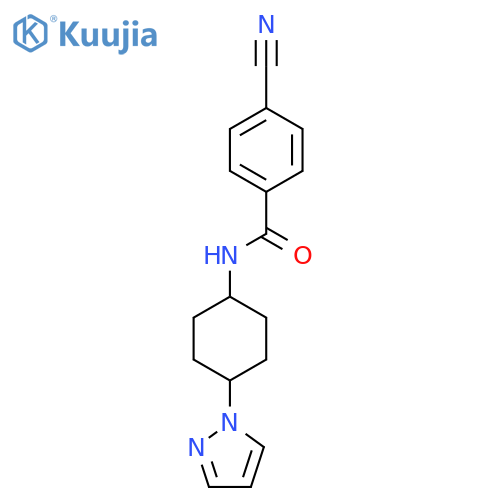 4-cyano-N-[4-(1H-pyrazol-1-yl)cyclohexyl]benzamide structure
