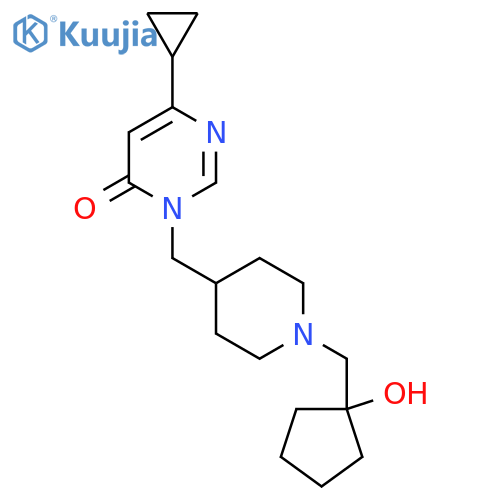 6-cyclopropyl-3-({1-(1-hydroxycyclopentyl)methylpiperidin-4-yl}methyl)-3,4-dihydropyrimidin-4-one structure