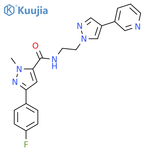 3-(4-fluorophenyl)-1-methyl-N-{2-4-(pyridin-3-yl)-1H-pyrazol-1-ylethyl}-1H-pyrazole-5-carboxamide structure