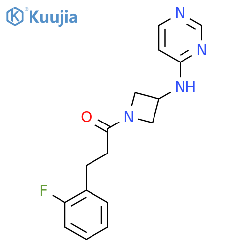 3-(2-fluorophenyl)-1-{3-(pyrimidin-4-yl)aminoazetidin-1-yl}propan-1-one structure