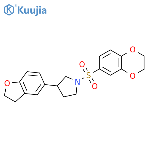 1-(2,3-dihydro-1,4-benzodioxine-6-sulfonyl)-3-(2,3-dihydro-1-benzofuran-5-yl)pyrrolidine structure