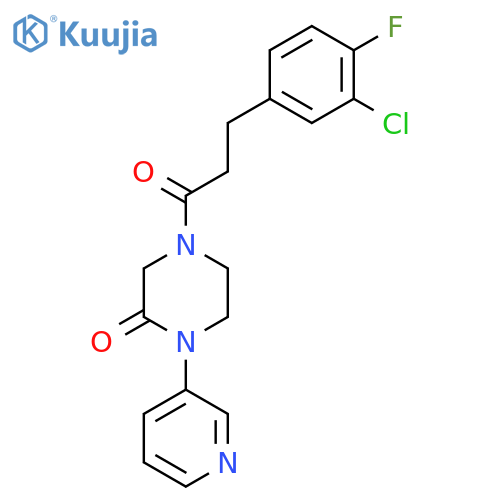 4-[3-(3-Chloro-4-fluorophenyl)propanoyl]-1-(pyridin-3-yl)piperazin-2-one structure