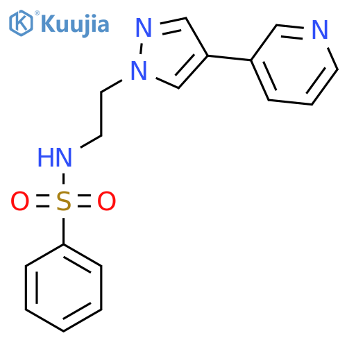 N-{2-4-(pyridin-3-yl)-1H-pyrazol-1-ylethyl}benzenesulfonamide structure