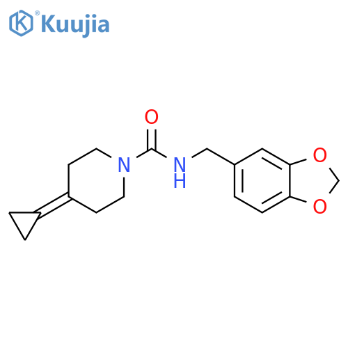 N-(2H-1,3-benzodioxol-5-yl)methyl-4-cyclopropylidenepiperidine-1-carboxamide structure