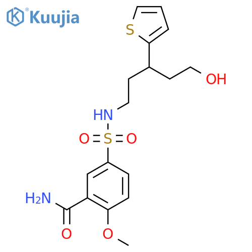 5-{[5-Hydroxy-3-(thiophen-2-yl)pentyl]sulfamoyl}-2-methoxybenzamide structure
