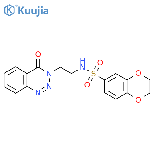 N-[2-(4-oxo-3,4-dihydro-1,2,3-benzotriazin-3-yl)ethyl]-2,3-dihydro-1,4-benzodioxine-6-sulfonamide structure