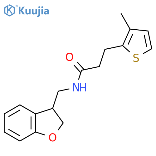 N-[(2,3-dihydro-1-benzofuran-3-yl)methyl]-3-(3-methylthiophen-2-yl)propanamide structure