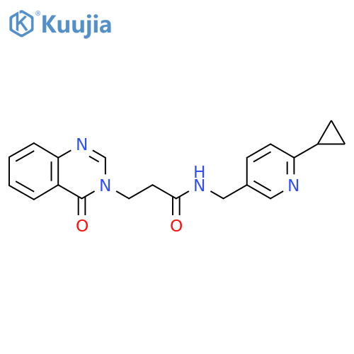 N-[(6-cyclopropylpyridin-3-yl)methyl]-3-(4-oxo-3,4-dihydroquinazolin-3-yl)propanamide structure