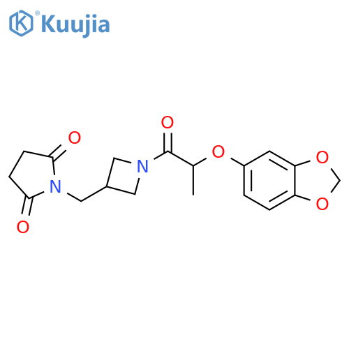 1-({1-2-(2H-1,3-benzodioxol-5-yloxy)propanoylazetidin-3-yl}methyl)pyrrolidine-2,5-dione structure