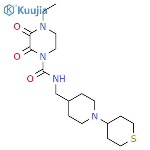 4-ethyl-2,3-dioxo-N-{[1-(thian-4-yl)piperidin-4-yl]methyl}piperazine-1-carboxamide structure