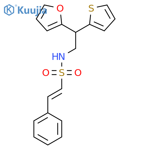 (E)-N-[2-(furan-2-yl)-2-(thiophen-2-yl)ethyl]-2-phenylethene-1-sulfonamide structure