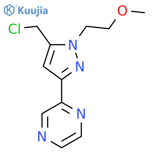 2-(5-(chloromethyl)-1-(2-methoxyethyl)-1H-pyrazol-3-yl)pyrazine structure