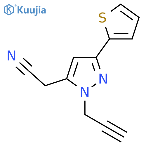 2-(1-(Prop-2-yn-1-yl)-3-(thiophen-2-yl)-1H-pyrazol-5-yl)acetonitrile structure