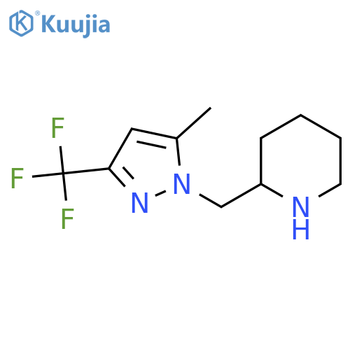 2-((5-methyl-3-(trifluoromethyl)-1H-pyrazol-1-yl)methyl)piperidine structure