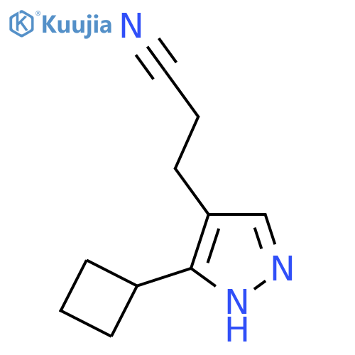3-(3-cyclobutyl-1H-pyrazol-4-yl)propanenitrile structure