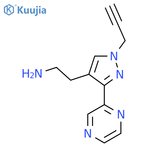 2-(1-(Prop-2-yn-1-yl)-3-(pyrazin-2-yl)-1H-pyrazol-4-yl)ethan-1-amine structure