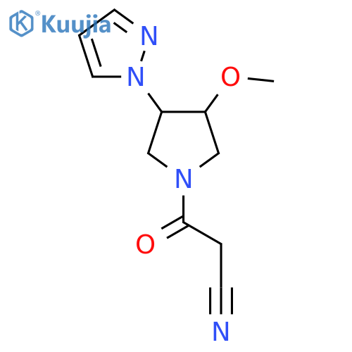 3-(3-methoxy-4-(1H-pyrazol-1-yl)pyrrolidin-1-yl)-3-oxopropanenitrile structure
