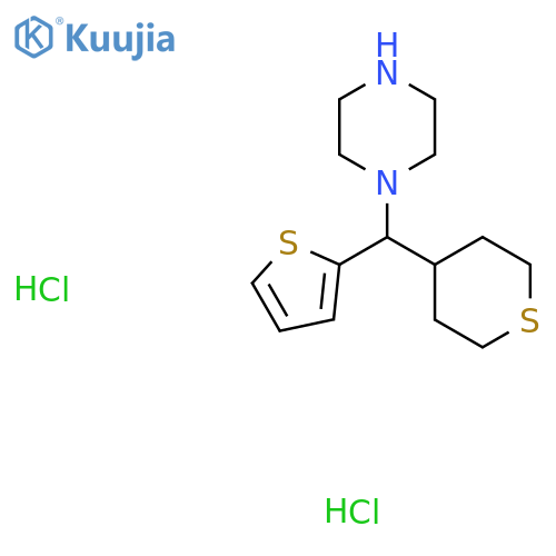 1-((Tetrahydro-2H-thiopyran-4-yl)(thiophen-2-yl)methyl)piperazine dihydrochloride structure