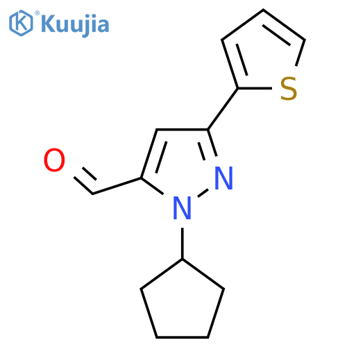 1-cyclopentyl-3-(thiophen-2-yl)-1H-pyrazole-5-carbaldehyde structure