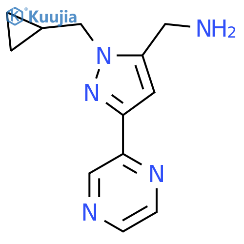 (1-(cyclopropylmethyl)-3-(pyrazin-2-yl)-1H-pyrazol-5-yl)methanamine structure