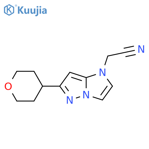 2-(6-(Tetrahydro-2H-pyran-4-yl)-1H-imidazo[1,2-b]pyrazol-1-yl)acetonitrile structure