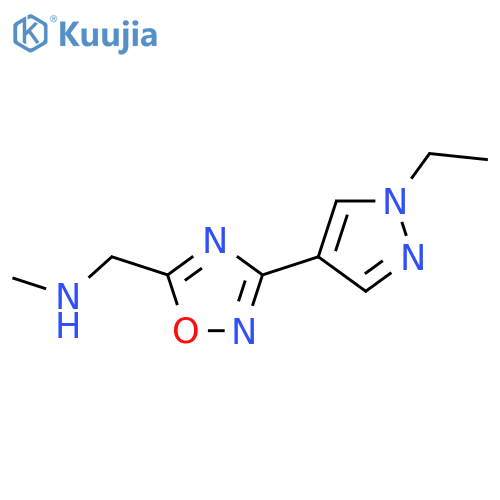 1-(3-(1-ethyl-1H-pyrazol-4-yl)-1,2,4-oxadiazol-5-yl)-N-methylmethanamine structure