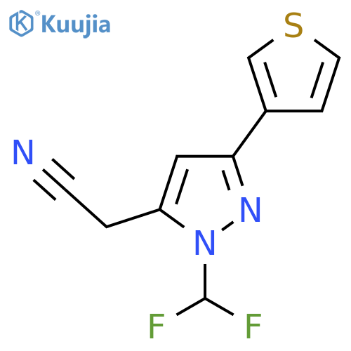 2-(1-(difluoromethyl)-3-(thiophen-3-yl)-1H-pyrazol-5-yl)acetonitrile structure