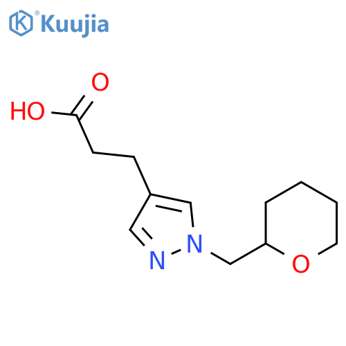 3-{1-[(Oxan-2-yl)methyl]-1H-pyrazol-4-yl}propanoic acid structure