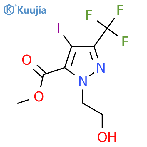 methyl 1-(2-hydroxyethyl)-4-iodo-3-(trifluoromethyl)-1H-pyrazole-5-carboxylate structure