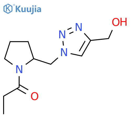 1-(2-((4-(hydroxymethyl)-1H-1,2,3-triazol-1-yl)methyl)pyrrolidin-1-yl)propan-1-one structure