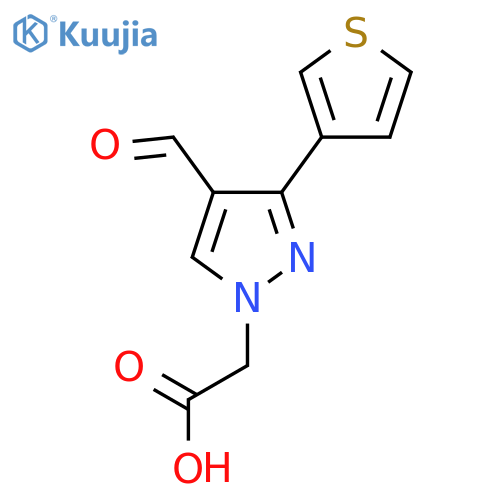 2-(4-formyl-3-(thiophen-3-yl)-1H-pyrazol-1-yl)acetic acid structure