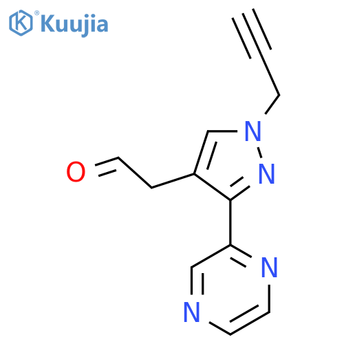 2-(1-(Prop-2-yn-1-yl)-3-(pyrazin-2-yl)-1H-pyrazol-4-yl)acetaldehyde structure