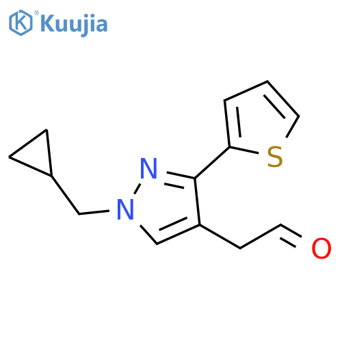 2-(1-(cyclopropylmethyl)-3-(thiophen-2-yl)-1H-pyrazol-4-yl)acetaldehyde structure