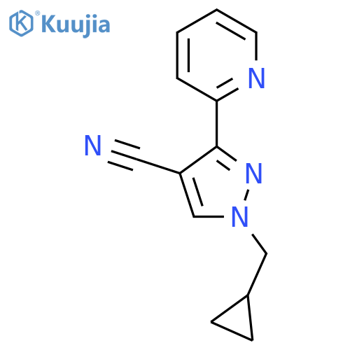 1-(cyclopropylmethyl)-3-(pyridin-2-yl)-1H-pyrazole-4-carbonitrile structure