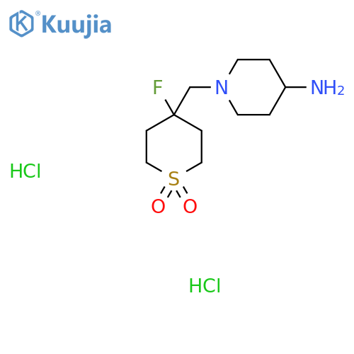 4-[(4-Aminopiperidin-1-yl)methyl]-4-fluoro-1lambda6-thiane-1,1-dione dihydrochloride structure