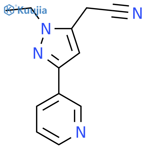 2-(1-ethyl-3-(pyridin-3-yl)-1H-pyrazol-5-yl)acetonitrile structure