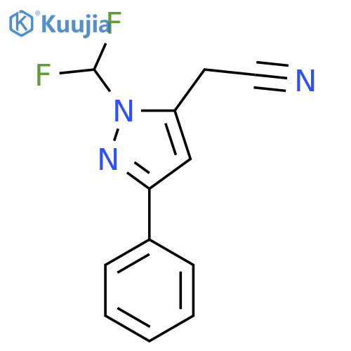 2-(1-(difluoromethyl)-3-phenyl-1H-pyrazol-5-yl)acetonitrile structure