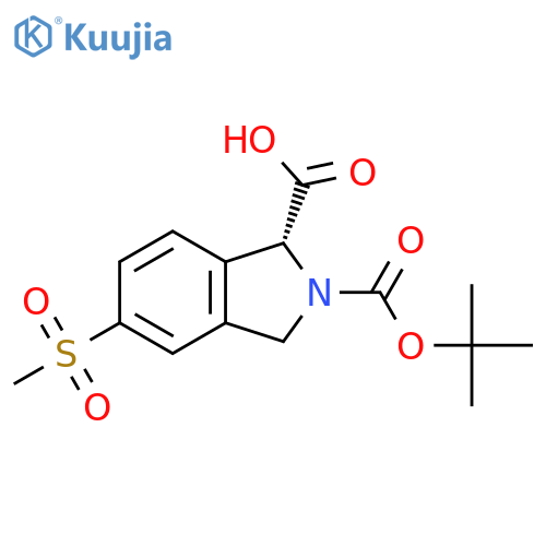 (1R)-2-tert-butoxycarbonyl-5-methylsulfonyl-isoindoline-1-carboxylic acid structure