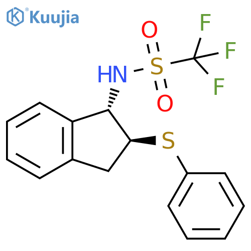 Methanesulfonamide, N-[(1S,2S)-2,3-dihydro-2-(phenylthio)-1H-inden-1-yl]-1,1,1-trifluoro- structure