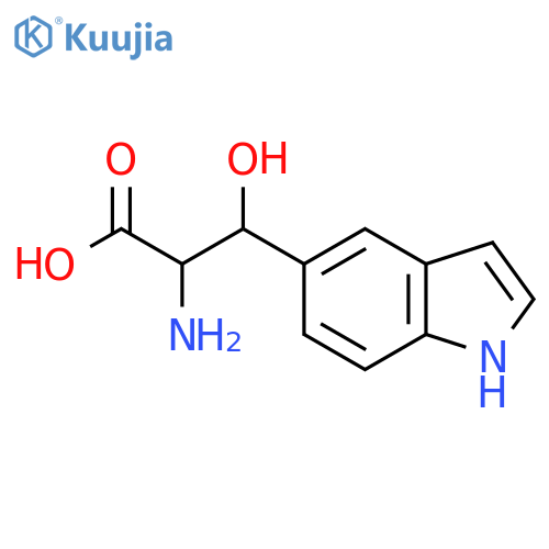 2-amino-3-hydroxy-3-(1H-indol-5-yl)propanoic acid structure