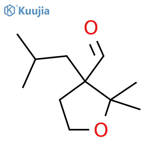 2,2-dimethyl-3-(2-methylpropyl)oxolane-3-carbaldehyde structure