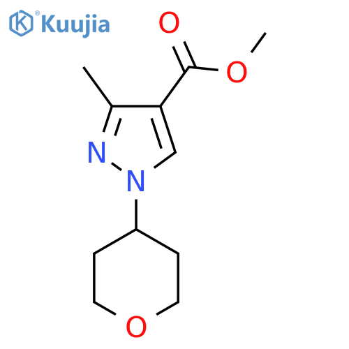 1H-Pyrazole-4-carboxylic acid, 3-methyl-1-(tetrahydro-2H-pyran-4-yl)-, methyl ester structure
