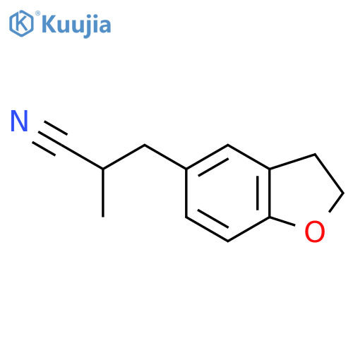 3-(2,3-dihydro-1-benzofuran-5-yl)-2-methylpropanenitrile structure