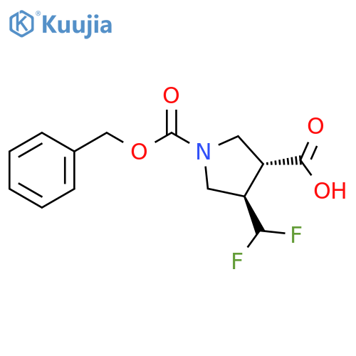 rac-(3R,4R)-1-[(benzyloxy)carbonyl]-4-(difluorome thyl)pyrrolidine-3-carboxylic acid structure