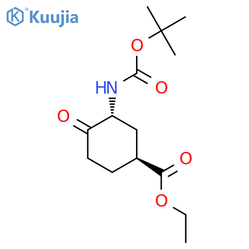 ethyl (1S,3R)-3-{[(tert-butoxy)carbonyl]amino}-4-oxocyclohexane-1-carboxylate structure