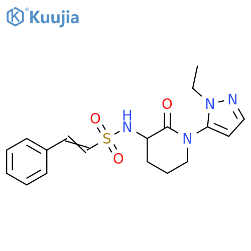 N-[1-(1-Ethyl-1H-pyrazol-5-yl)-2-oxo-3-piperidinyl]-2-phenylethenesulfonamide structure