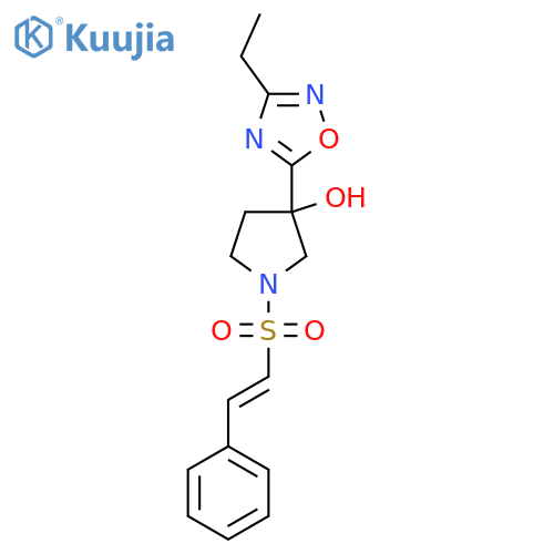 3-(3-Ethyl-1,2,4-oxadiazol-5-yl)-1-(2-phenylethenesulfonyl)pyrrolidin-3-ol structure